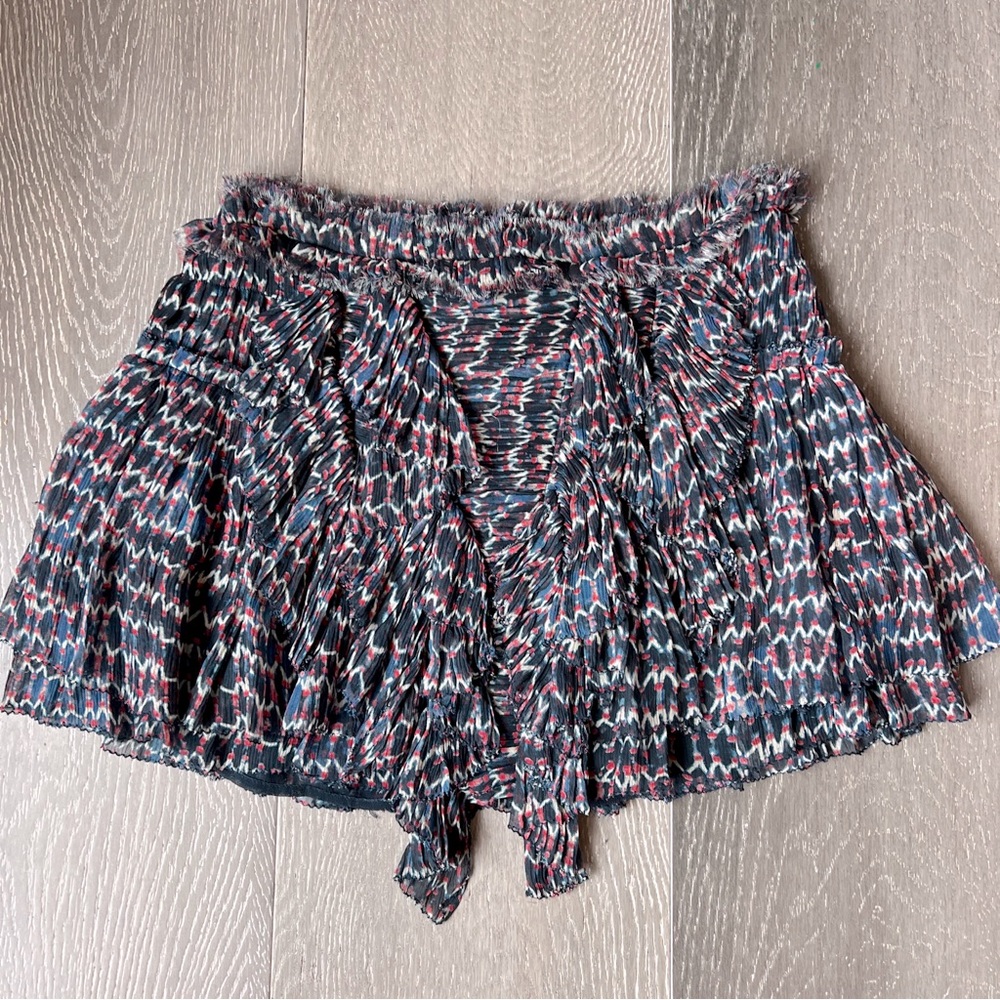 Isabel marant silk ruffled layers mini skirt 34 blue pink print